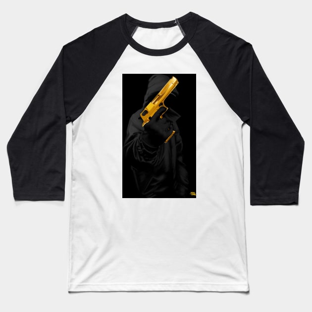 THE MAN WITH THE GOLDEN GUN Baseball T-Shirt by MIAMIKAOS